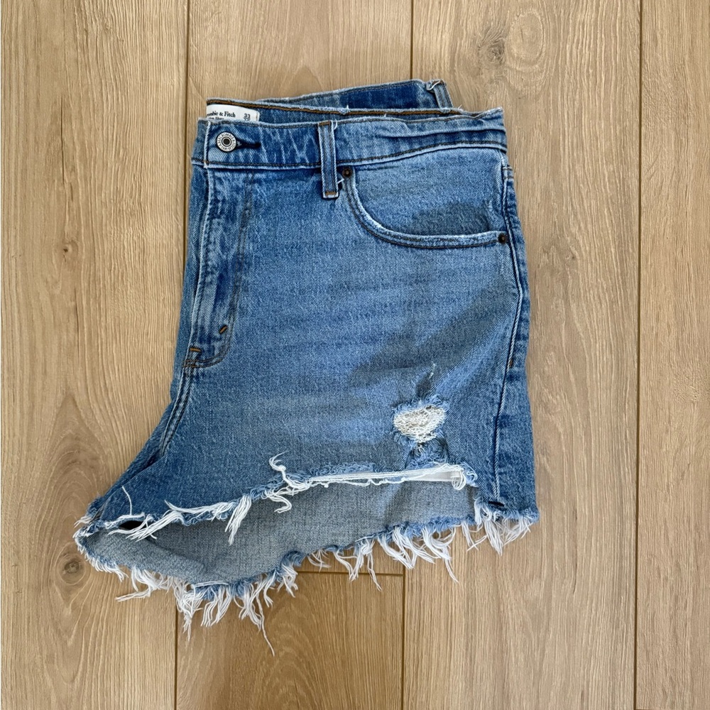 Abercrombie & Fitch Blue Distressed Jean Shorts